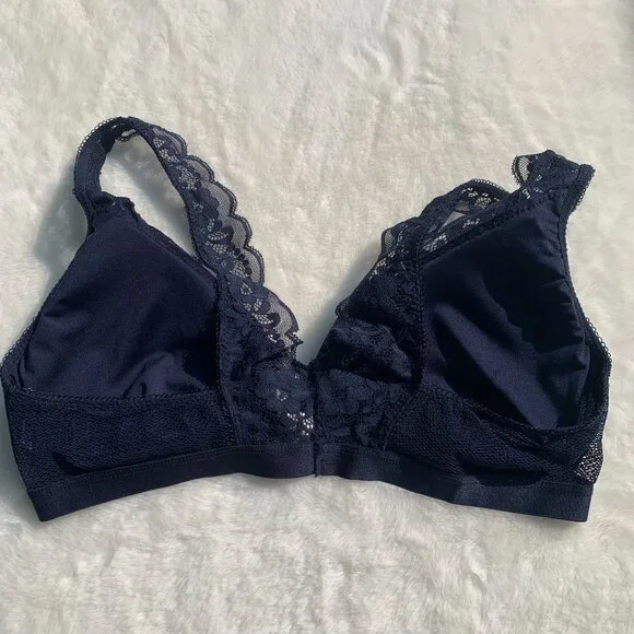 Lucky Brand Navy Blue Lace Bralette Size L Lightly Padded - Picture 7 of 10